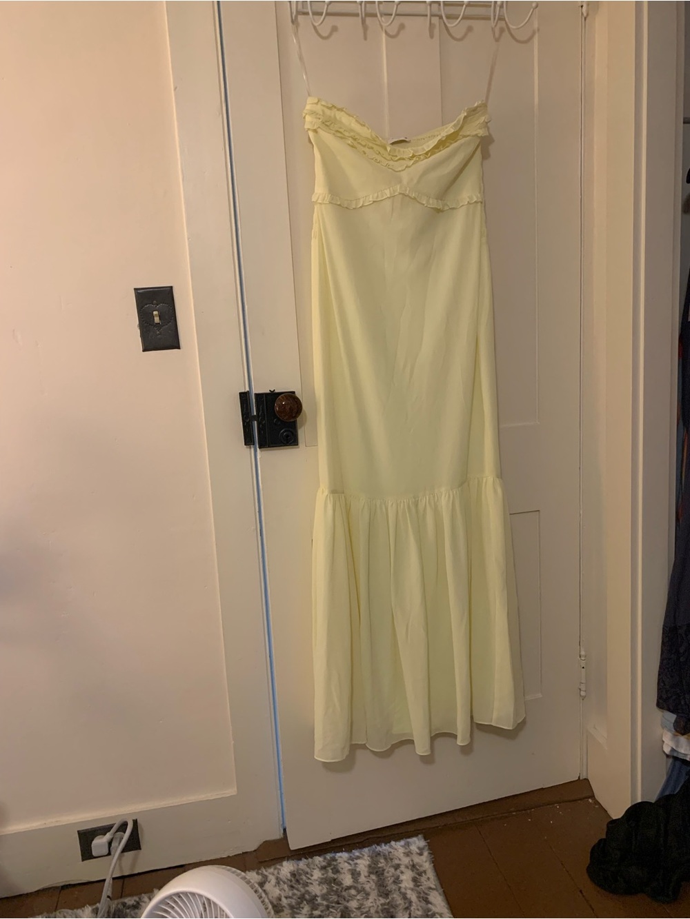 Meshki Pale Yellow Ruffle-Trim Maxi Dress